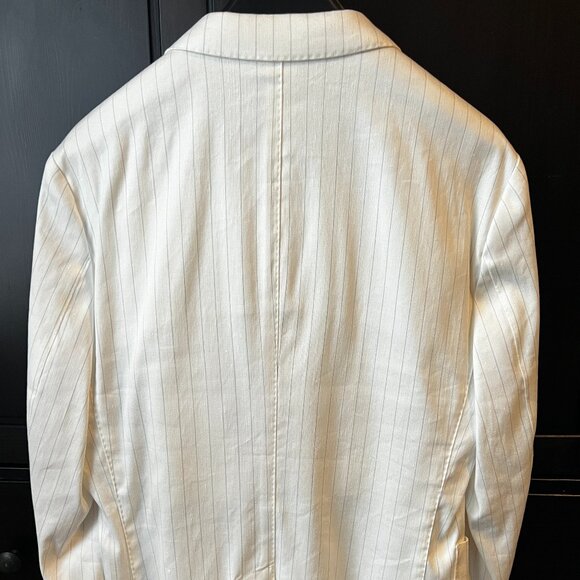 Banana Republic White Linen Stripe Full Suit - Size 40 S Chest | 30 S Pants - Picture 9 of 16